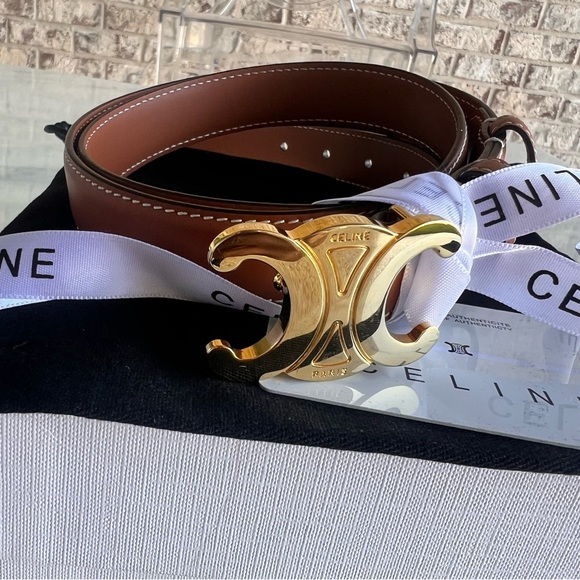 Celine Triomphe Medium Calfskin Leather Belt 85 - Picture 4 of 16